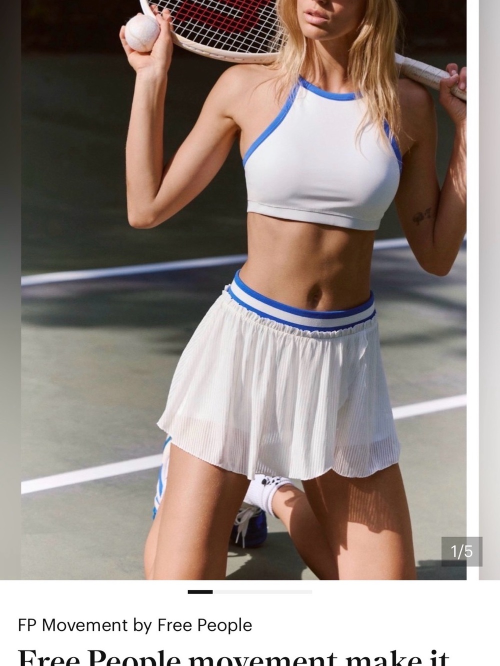 Free People movement make it brief set // white swim club combo. XL $128